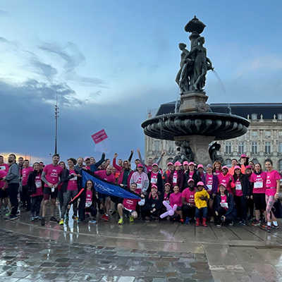 Course du Ruban rose à Bordeaux avec des collègues de la Carsat